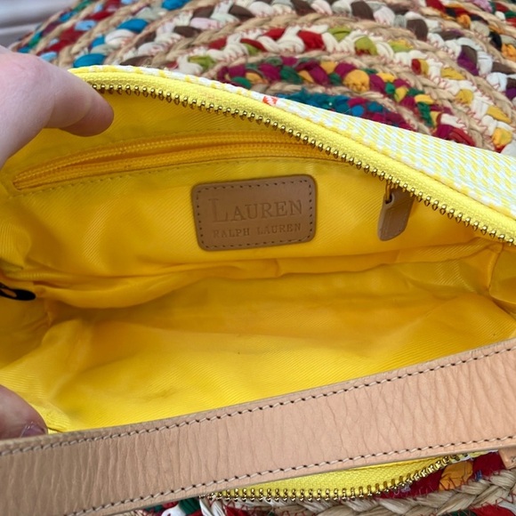 Lauren Ralph Lauren Yellow Houndstooth Plaid Designer Shoulder Bag - Picture 6 of 8